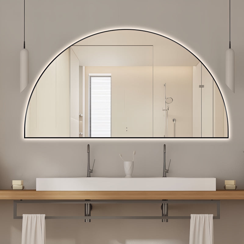 Arched Touchless 1500 x 800 Matte Black LED Mirror - Three Light Temperatures - Acqua Bathrooms