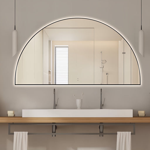 Arched Touchless 1500 x 800 Matte Black LED Mirror - Three Light Temperatures - Acqua Bathrooms