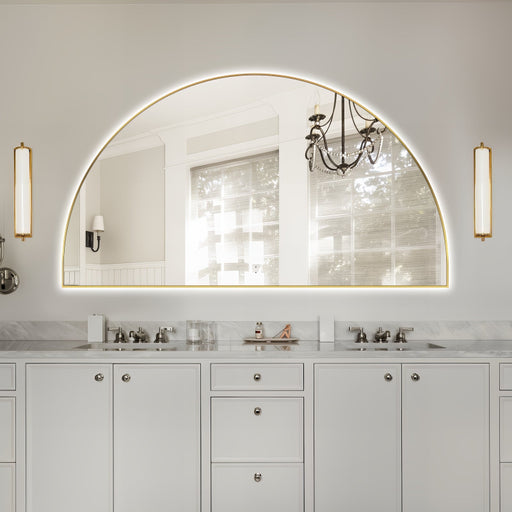Arched Touchless 1500 x 800 Brushed Gold LED Mirror - Three Light Temperatures - Acqua Bathrooms