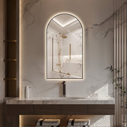 Arched Touchless 500 x 900 Back-Lit Matte Black LED Mirror - Three Light Temperatures - Acqua Bathrooms