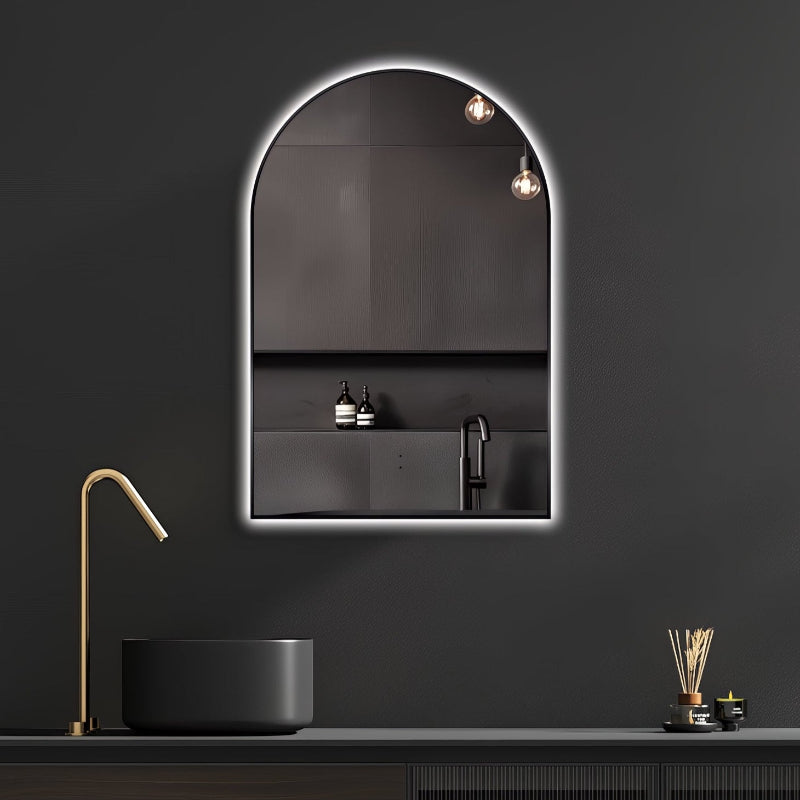 Arched Touchless Back-Lit Matte Black LED Mirror - Three Light Temperatures - Acqua Bathrooms