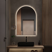 Arched Touchless Back-Lit Matte Black LED Mirror - Three Light Temperatures - Acqua Bathrooms