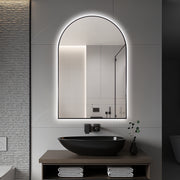 Arched Touchless Back-Lit Matte Black LED Mirror - Three Light Temperatures - Acqua Bathrooms
