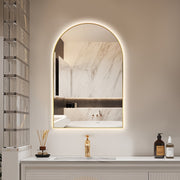 Arched Touchless Back-Lit Brushed Gold LED Mirror - Three Light Temperatures - Acqua Bathrooms