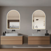 Arched Touchless Back-Lit Brushed Gold LED Mirror - Three Light Temperatures - Acqua Bathrooms