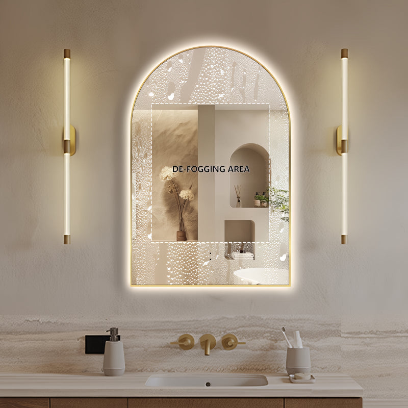 Arched Touchless Back-Lit Brushed Gold LED Mirror - Three Light Temperatures - Acqua Bathrooms