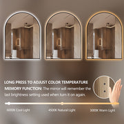 Arched Touchless 750 x 1000mm Back-Lit Matte Black LED Mirror - Three Light Temperatures - Acqua Bathrooms