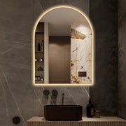 Arched Touchless 750 x 1000mm Back-Lit Brushed Gold LED Mirror - Three Light Temperatures - Acqua Bathrooms