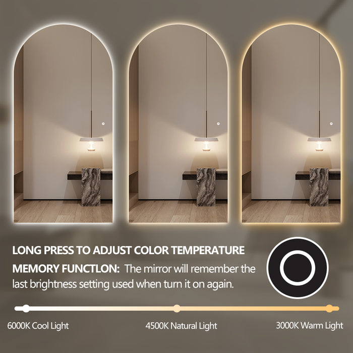 Arched 1000 x 2000 LED Mirror - Three Light Temperatures - Image 4