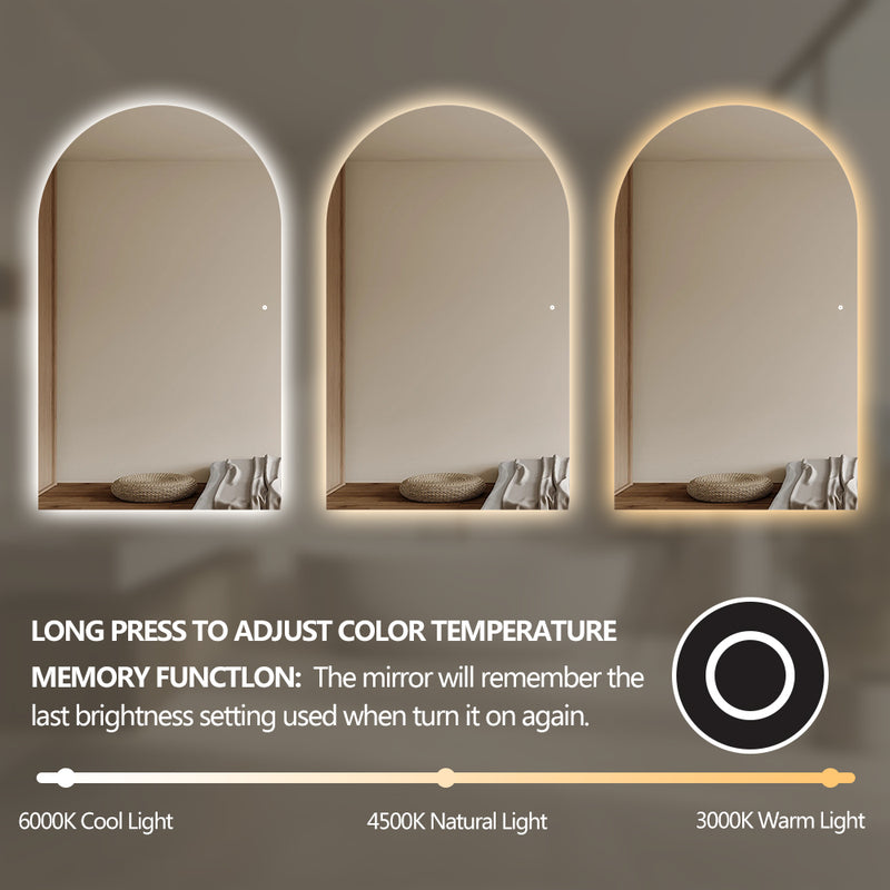 Arched 1200 x 2000 LED Mirror - Three Light Temperatures - Image 4
