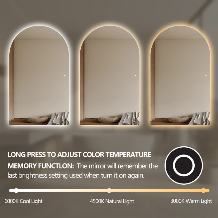 Arched 1200 x 2000 LED Mirror - Three Light Temperatures - Image 4