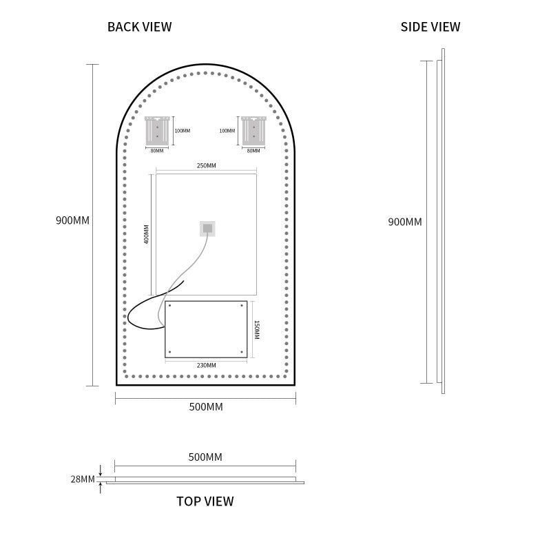 Indulge | Arched Touchless 500 x 900 LED Mirror - Three Light Temperatures - Acqua Bathrooms