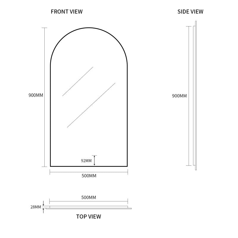 Indulge | Arched Touchless 500 x 900 LED Mirror - Three Light Temperatures - Acqua Bathrooms