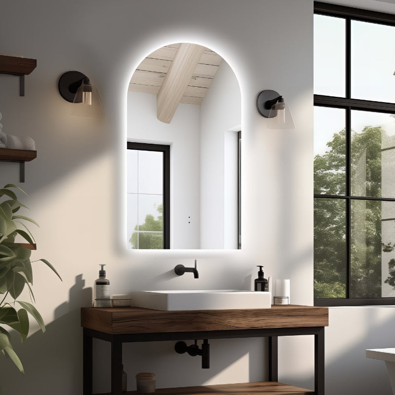 Arched Touchless 500 x 900 LED Mirror - Three Light Temperatures - Acqua Bathrooms