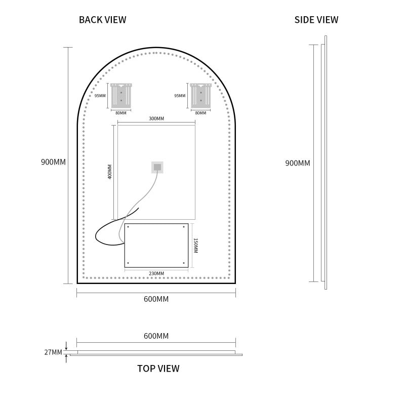 Indulge | Arched Touchless LED Mirror - Three Light Temperatures - Acqua Bathrooms