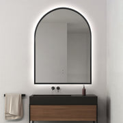 Arched Touchless 750 x 1000mm Back-Lit Matte Black LED Mirror - Three Light Temperatures - Acqua Bathrooms