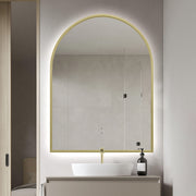 Arched Touchless 750 x 1000mm Back-Lit Brushed Gold LED Mirror - Three Light Temperatures - Acqua Bathrooms