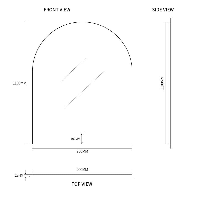Indulge | Arched Touchless 900 x 1100 LED Mirror - Three Light Temperatures - Acqua Bathrooms