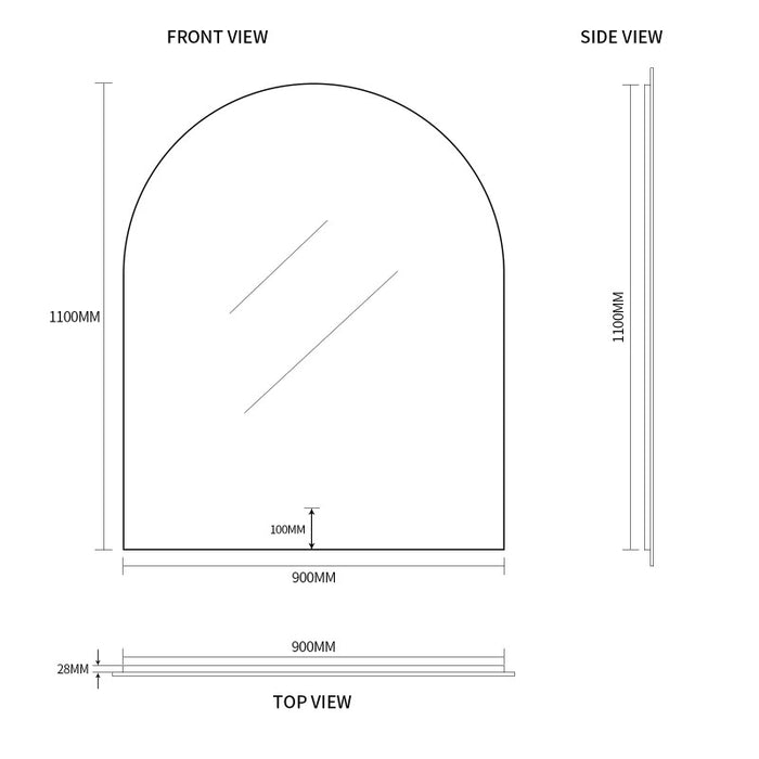 Indulge | Arched Touchless 900 x 1100 LED Mirror - Three Light Temperatures - Acqua Bathrooms
