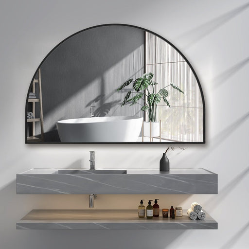 Indulge | Arched Matte Black 1200 x 800 Framed Mirror - Acqua Bathrooms