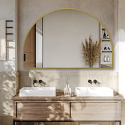 Indulge | Arched Brushed Gold 1500 x 1000 Framed Mirror - Acqua Bathrooms