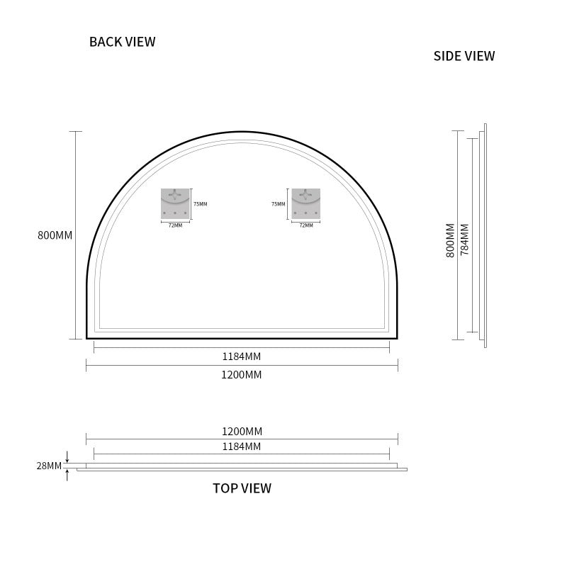 Indulge | Arched Matte Black 1200 x 800 Framed Mirror - Acqua Bathrooms