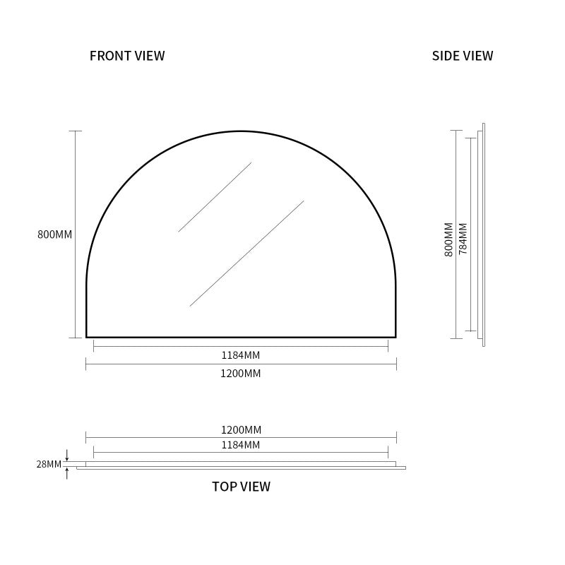 Indulge | Arched Matte Black 1200 x 800 Framed Mirror - Acqua Bathrooms