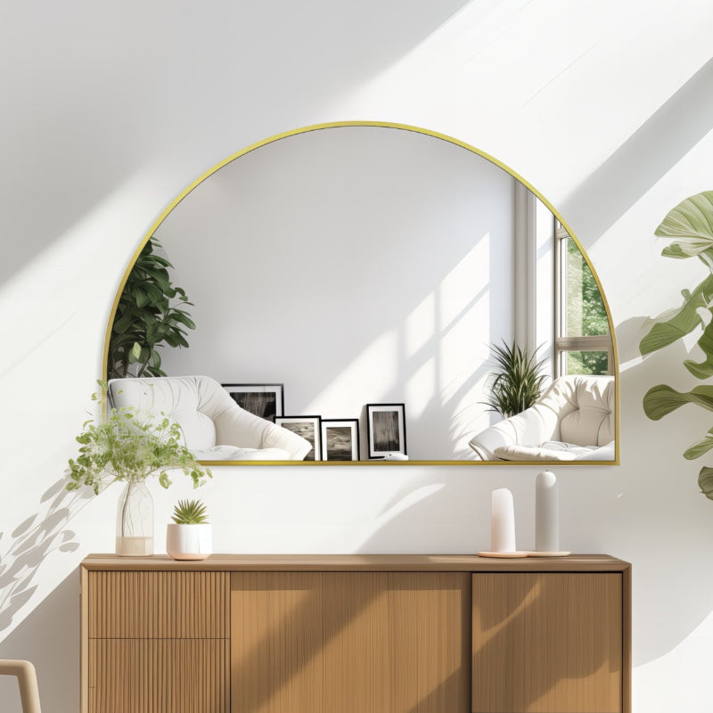 Arched Brushed Gold 1500 x 1000 Framed Mirror - Acqua Bathrooms