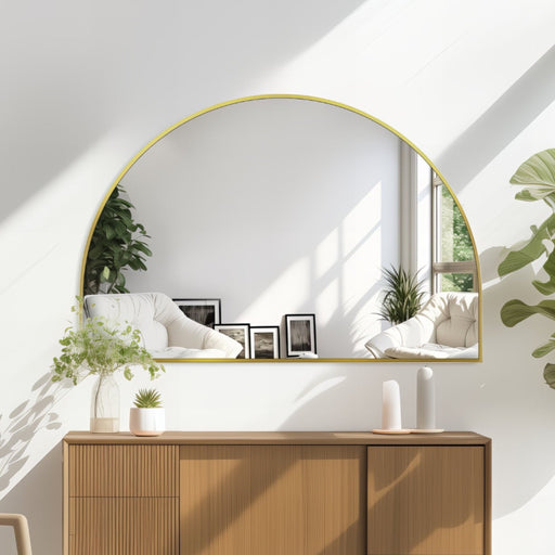 Arched Brushed Gold 1500 x 1000 Framed Mirror - Acqua Bathrooms