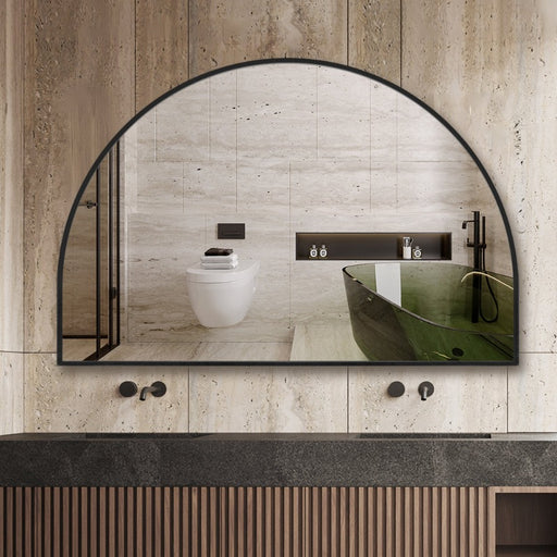 Indulge | Arched Matte Black 1500 x 1000 Framed Mirror - Acqua Bathrooms
