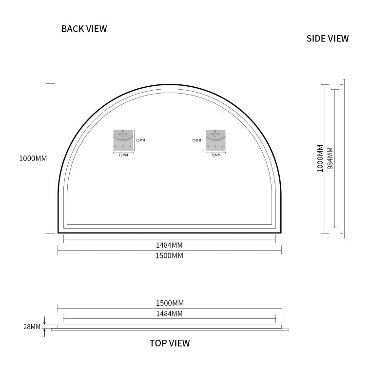 Indulge | Arched Brushed Gold 1500 x 1000 Framed Mirror - Acqua Bathrooms