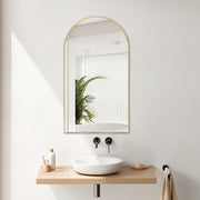Arched Brushed Gold 500 x 900 Framed Mirror - Acqua Bathrooms