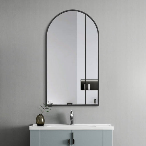 Indulge | Arched Matte Black 500 x 900 Framed Mirror - Acqua Bathrooms