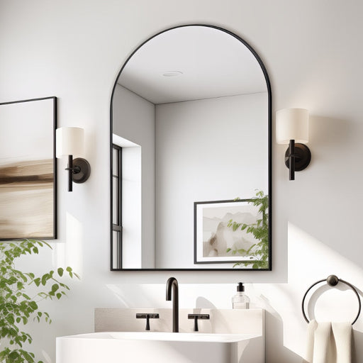 Arched Matte Black 600 x 900 Framed Mirror - Acqua Bathrooms