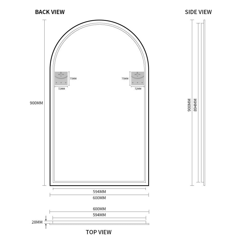 Indulge | Arched Matte Black Framed Mirror - Acqua Bathrooms