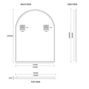 Indulge | Arched Matte Black 750 x 1000 Framed Mirror - Acqua Bathrooms