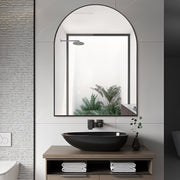 Arched Matte Black 750 x 1000 Framed Mirror - Acqua Bathrooms