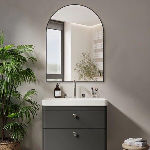 Arched Matte Black 750 x 1000 Framed Mirror - Acqua Bathrooms