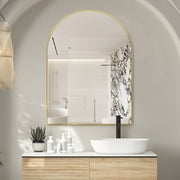 Arched Brushed Gold 750 x 1000 Framed Mirror - Acqua Bathrooms