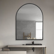 Indulge | Arched Matte Black 750 x 1000 Framed Mirror - Acqua Bathrooms