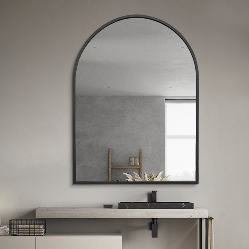 Indulge | Arched Matte Black 750 x 1000 Framed Mirror - Acqua Bathrooms