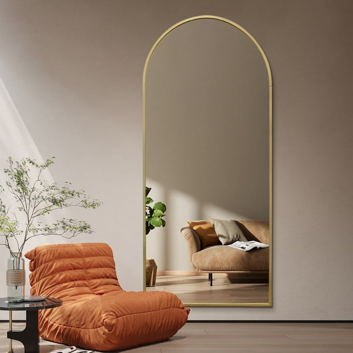 Indulge | Arched 800 x 1800mm Freestanding Brushed Gold Framed Mirror - Acqua Bathrooms