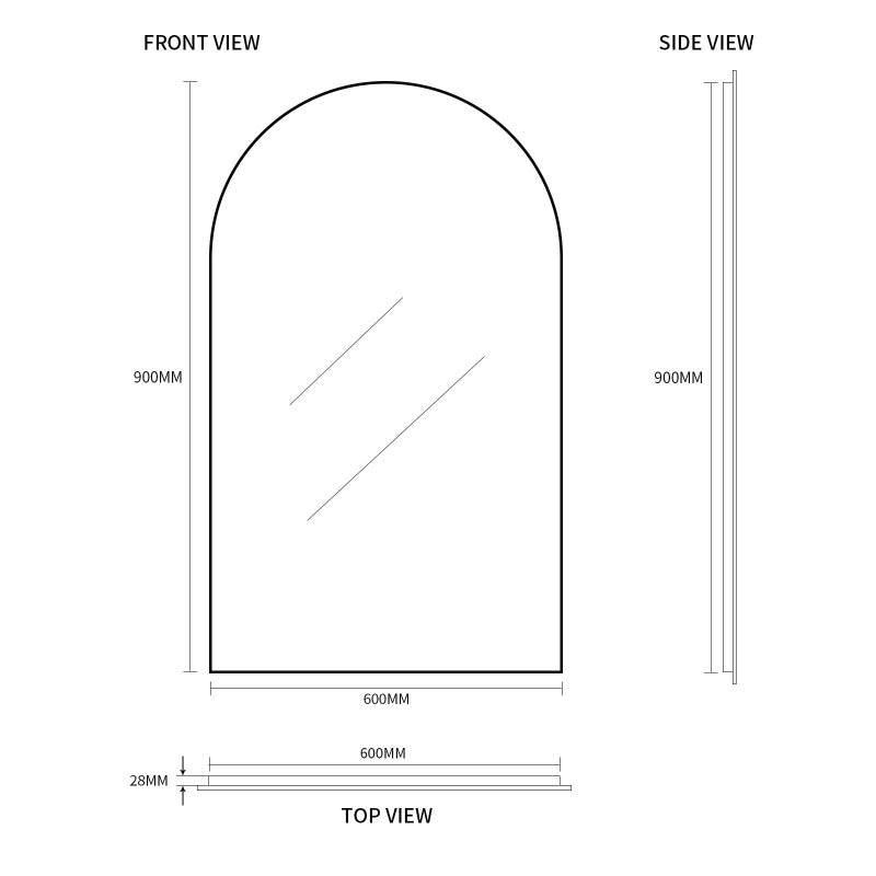 Indulge | Arched 600 x 900 Polished Edge Mirror - Acqua Bathrooms