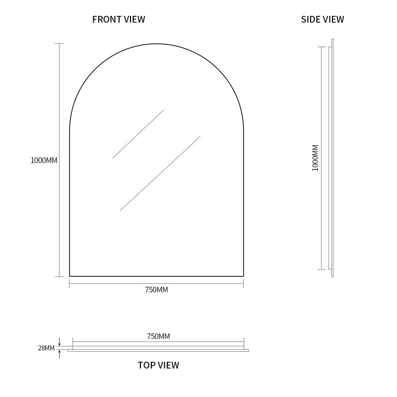 Indulge | Arched 750 x 1000 Polished Edge Mirror - Acqua Bathrooms