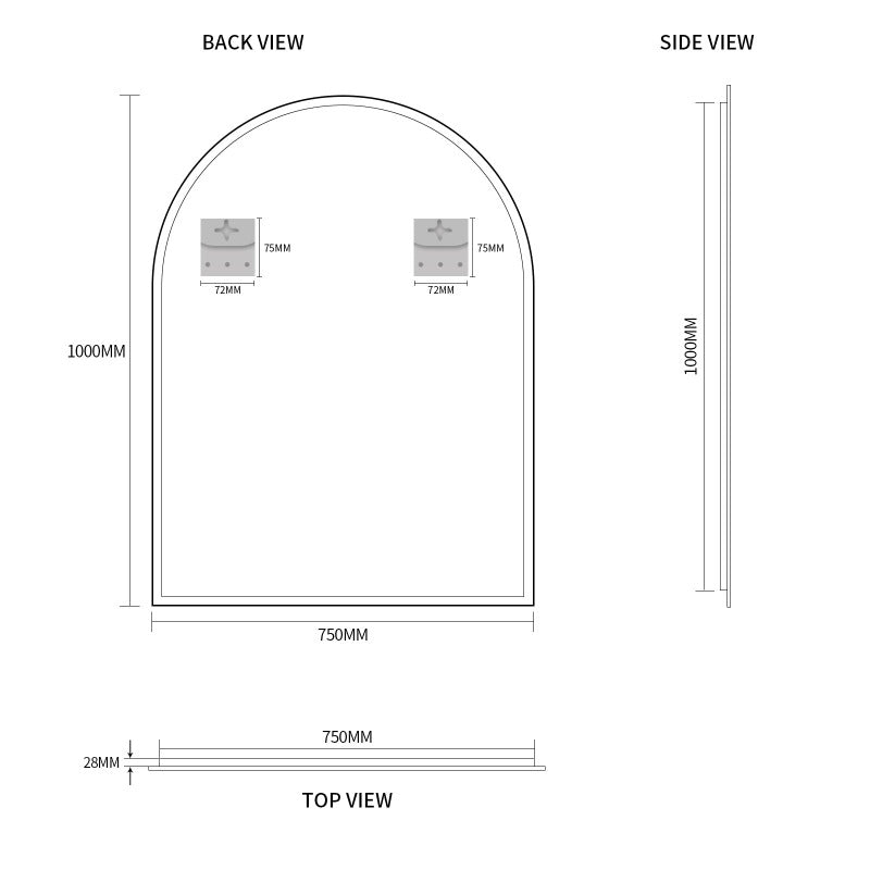 Indulge | Arched 750 x 1000 Polished Edge Mirror - Acqua Bathrooms