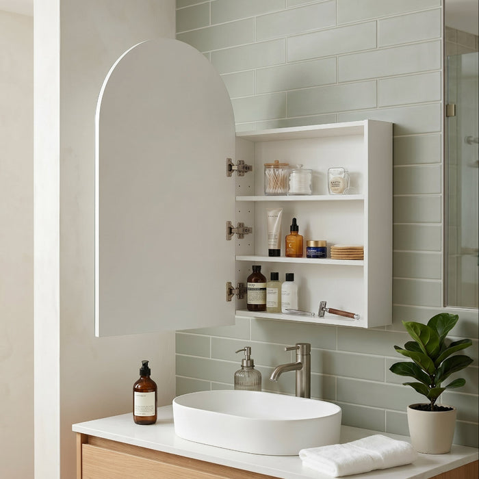 Arched 600 x 900 Matte White Shaving Cabinet