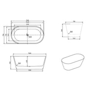 Aria 1500mm Oval Freestanding Bath Tub - Acqua Bathrooms