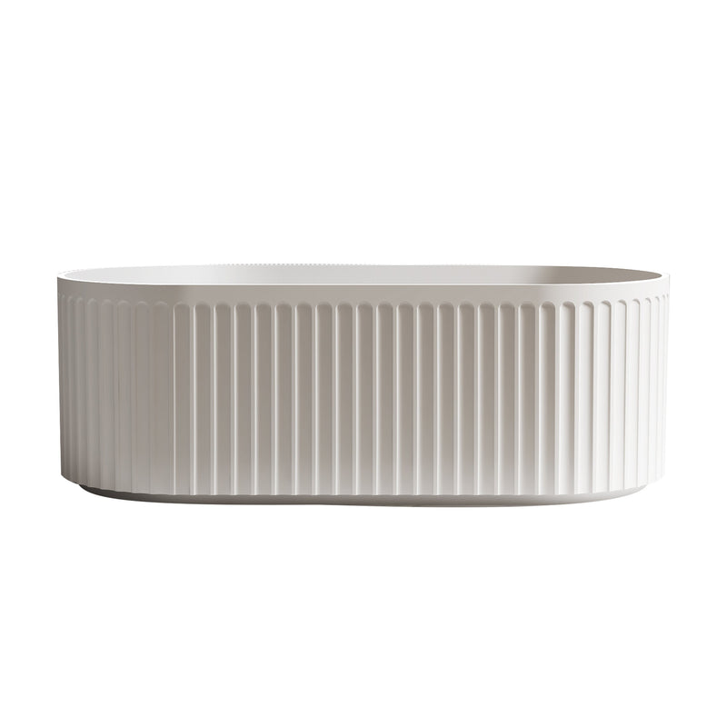 Artemis Fluted 1500mm Matte White Designer Round Freestanding Bath - Acqua Bathrooms