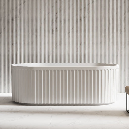 Artemis Fluted 1700mm Matte White Designer Round Freestanding Bath - Acqua Bathrooms