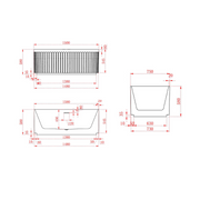 Artemis Fluted Matte White Designer Round Freestanding Bath - Acqua Bathrooms